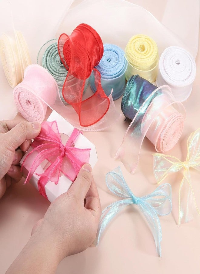 SQUISHCO 2pcs Organza Ribbon, Ribbon for Gift Wrapping, Wedding Decorations, DIY Crafts, Hair Accessories, Sakura Pink and Dreamy Purple (Pink and Purple) - Image 4